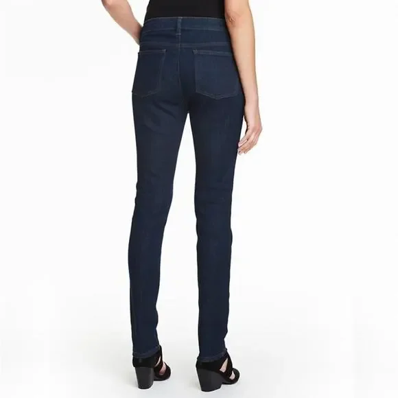 2/$30 Eileen Fisher Organic Denim Skinny Jeans 4 Rinsed Black Mid Rise #6653 - Picture 9 of 15